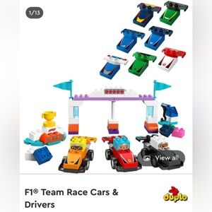 LEGO F1 Team Race Cars Set - Red, Blue, Green, Orange Duplo